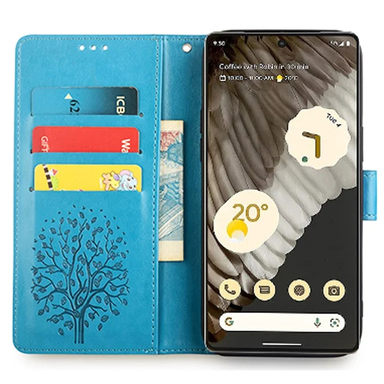 For Google Pixel 7 Pro 5G Wallet Cover PU Leather+TPU Phone Case with Deer Tree Pattern