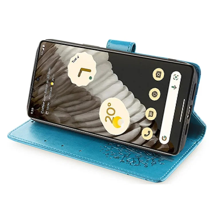 For Google Pixel 7 Pro 5G Wallet Cover PU Leather+TPU Phone Case with Deer Tree Pattern