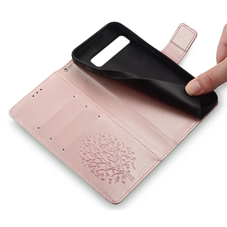 For Google Pixel 7 Pro 5G Wallet Cover PU Leather+TPU Phone Case with Deer Tree Pattern