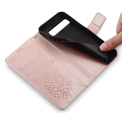 For Google Pixel 7 Pro 5G Wallet Cover PU Leather+TPU Phone Case with Deer Tree Pattern
