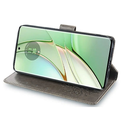 For Motorola Edge 40 5G Wallet Case Drop-proof Imprinted Deer Tree Pattern Phone Guard Cover