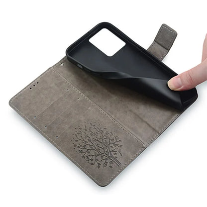 For Motorola Edge 40 5G Wallet Case Drop-proof Imprinted Deer Tree Pattern Phone Guard Cover