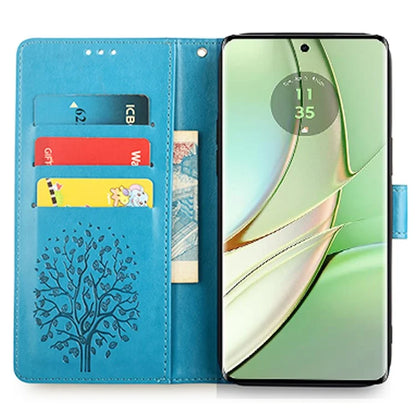 For Motorola Edge 40 5G Wallet Case Drop-proof Imprinted Deer Tree Pattern Phone Guard Cover