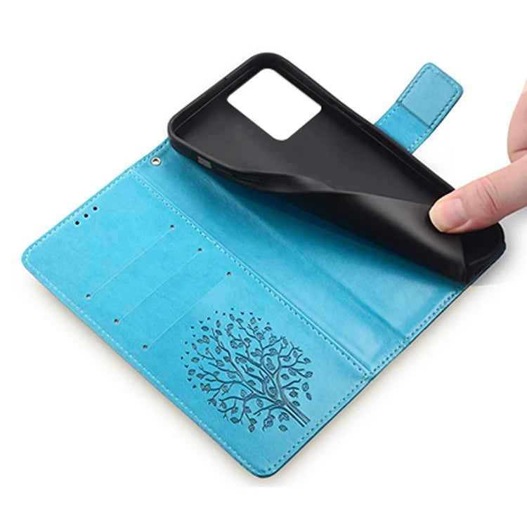 For Motorola Edge 40 5G Wallet Case Drop-proof Imprinted Deer Tree Pattern Phone Guard Cover