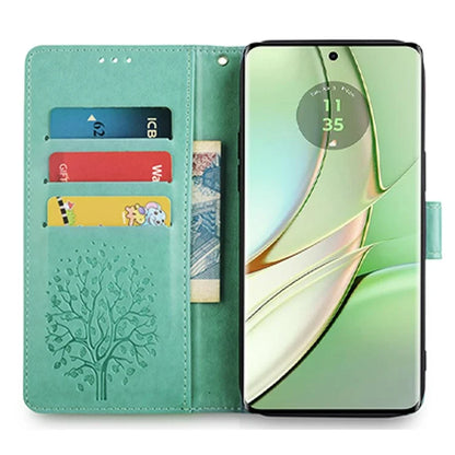 For Motorola Edge 40 5G Wallet Case Drop-proof Imprinted Deer Tree Pattern Phone Guard Cover