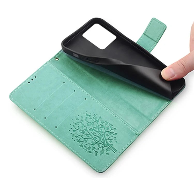 For Motorola Edge 40 5G Wallet Case Drop-proof Imprinted Deer Tree Pattern Phone Guard Cover