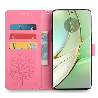 For Motorola Edge 40 5G Wallet Case Drop-proof Imprinted Deer Tree Pattern Phone Guard Cover