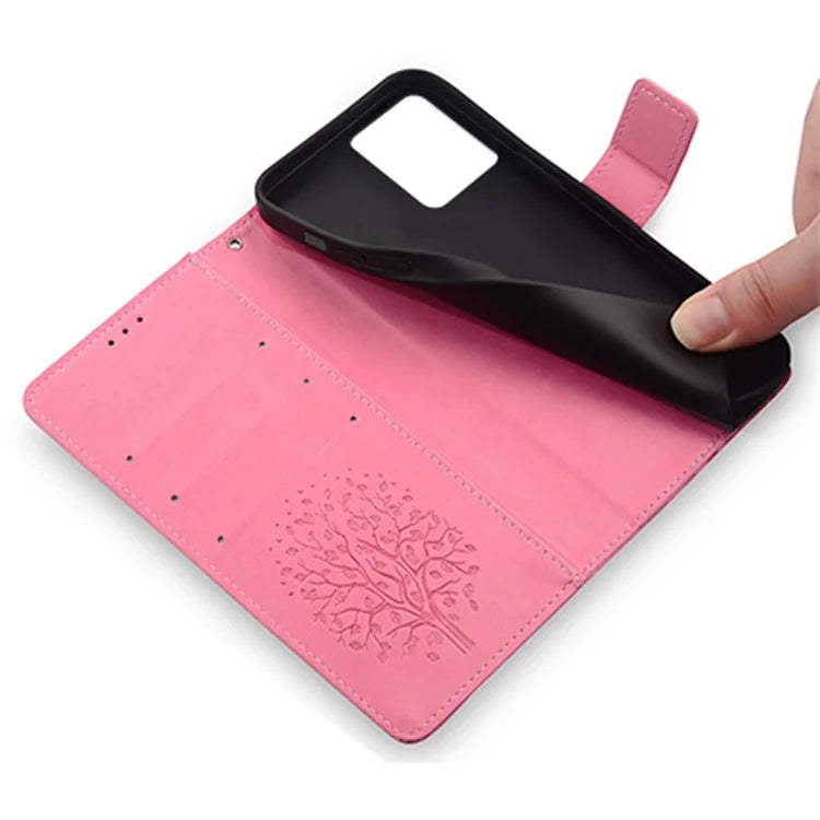 For Motorola Edge 40 5G Wallet Case Drop-proof Imprinted Deer Tree Pattern Phone Guard Cover