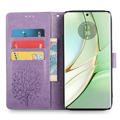 For Motorola Edge 40 5G Wallet Case Drop-proof Imprinted Deer Tree Pattern Phone Guard Cover