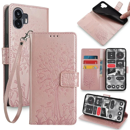 For Nothing Phone (2) Case Drop-resistant Imprinted Deer Tree Pattern Stand Phone Guard Cover