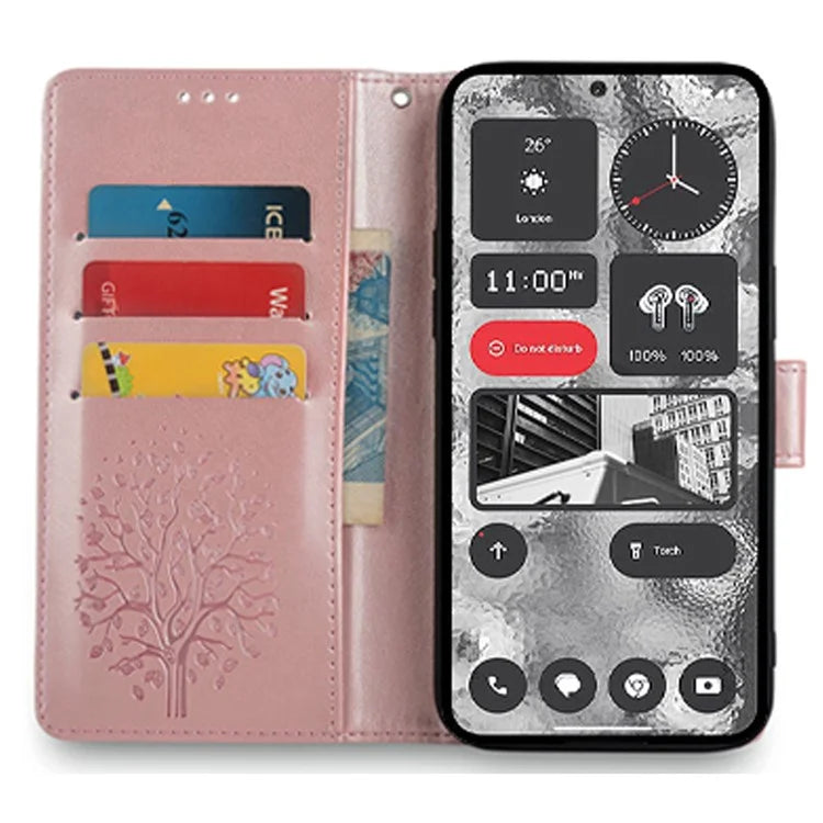 For Nothing Phone (2) Case Drop-resistant Imprinted Deer Tree Pattern Stand Phone Guard Cover