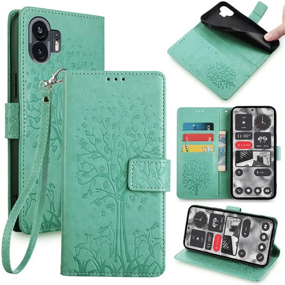 For Nothing Phone (2) Case Drop-resistant Imprinted Deer Tree Pattern Stand Phone Guard Cover