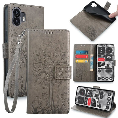 For Nothing Phone (2) Case Drop-resistant Imprinted Deer Tree Pattern Stand Phone Guard Cover