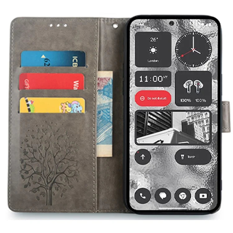 For Nothing Phone (2) Case Drop-resistant Imprinted Deer Tree Pattern Stand Phone Guard Cover