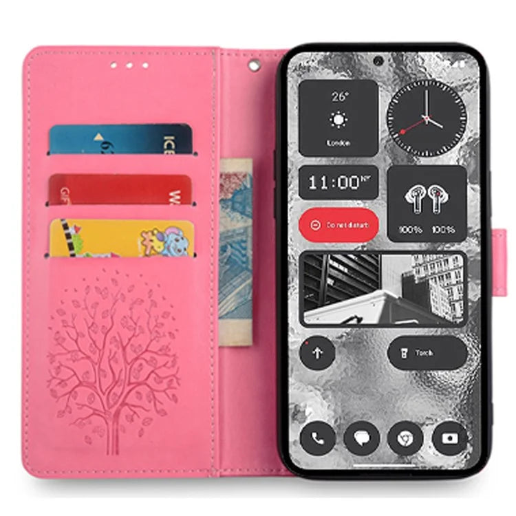 For Nothing Phone (2) Case Drop-resistant Imprinted Deer Tree Pattern Stand Phone Guard Cover