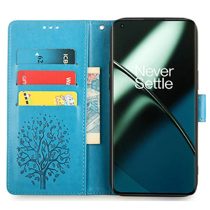 For OnePlus 11 5G Case Imprinted Deer Tree Pattern Card Holder Smart Phone Cover