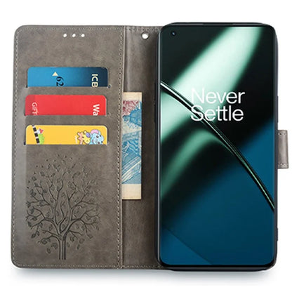 For OnePlus 11 5G Case Imprinted Deer Tree Pattern Card Holder Smart Phone Cover