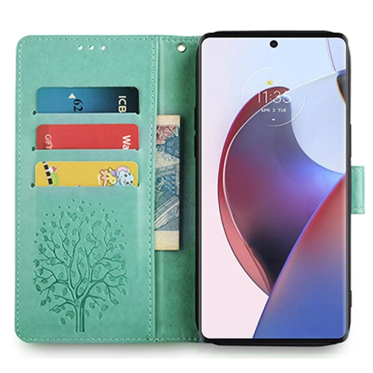 For Motorola Edge X30 Pro Case Imprinted Deer Tree Pattern Drop-proof Smartphone Cover