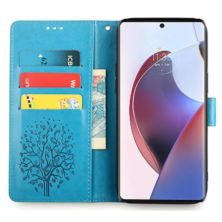 For Motorola Edge X30 Pro Case Imprinted Deer Tree Pattern Drop-proof Smartphone Cover