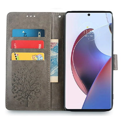 For Motorola Edge X30 Pro Case Imprinted Deer Tree Pattern Drop-proof Smartphone Cover