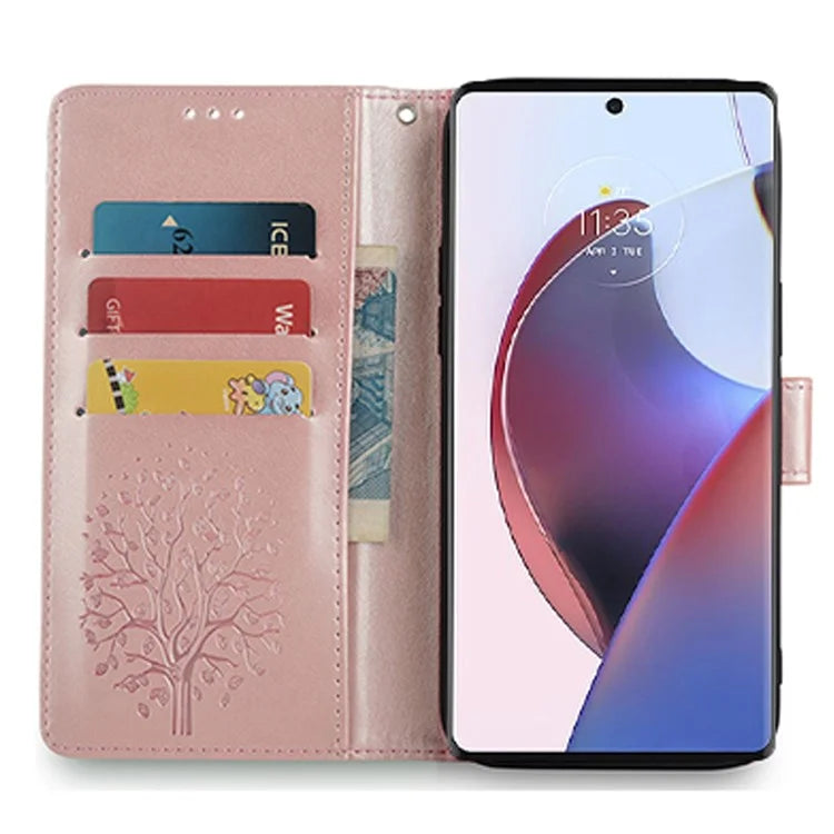 For Motorola Edge X30 Pro Case Imprinted Deer Tree Pattern Drop-proof Smartphone Cover