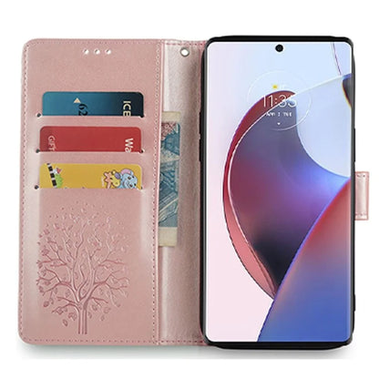 For Motorola Edge X30 Pro Case Imprinted Deer Tree Pattern Drop-proof Smartphone Cover