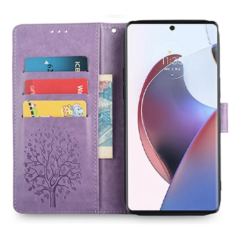 For Motorola Edge X30 Pro Case Imprinted Deer Tree Pattern Drop-proof Smartphone Cover