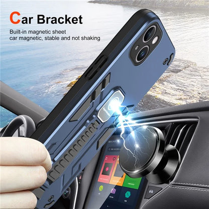 For iPhone 14 Plus Kickstand Case Double Protection Phone Cover Work with Magnetic Car Mount