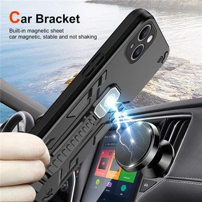 For iPhone 14 Plus Kickstand Case Double Protection Phone Cover Work with Magnetic Car Mount