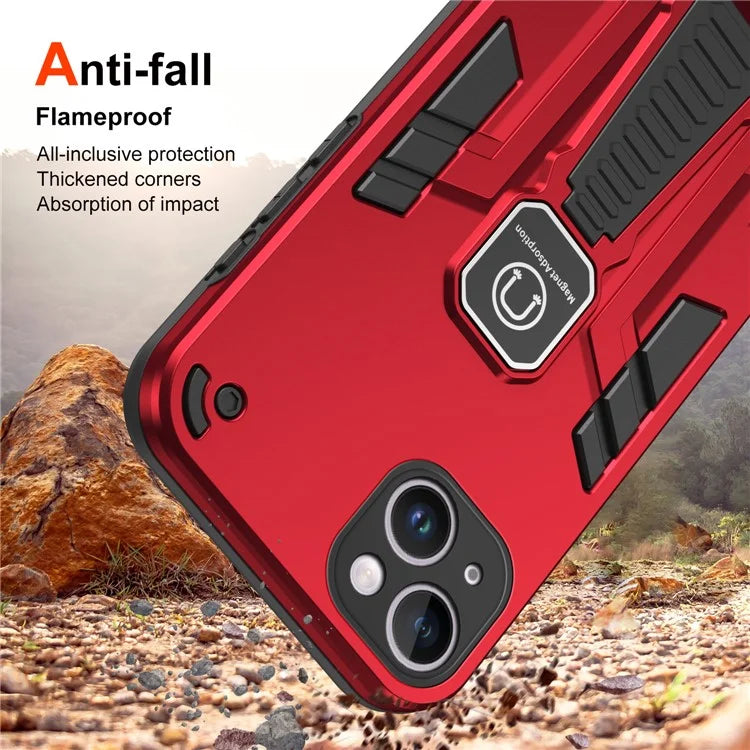 For iPhone 14 Plus Kickstand Case Double Protection Phone Cover Work with Magnetic Car Mount