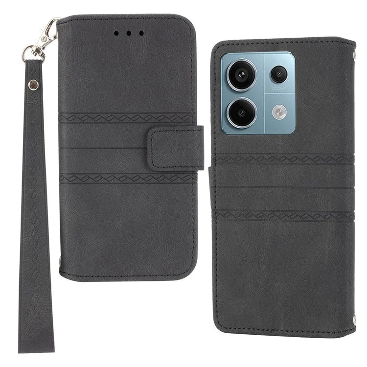 For Xiaomi Redmi Note 13 5G Case Anti-scratch Imprinted PU Leather Stand Phone Cover