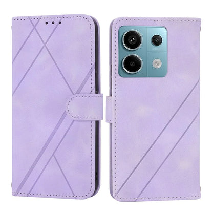 For Xiaomi Redmi Note 13 5G Case with Wrist Strap Imprinted Line Phone Wallet Cover