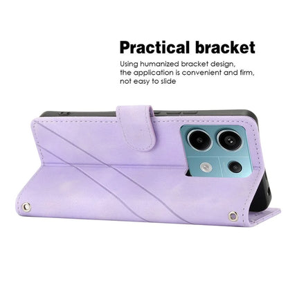 For Xiaomi Redmi Note 13 5G Case with Wrist Strap Imprinted Line Phone Wallet Cover