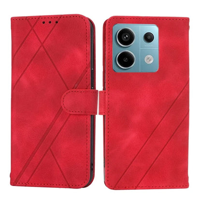 For Xiaomi Redmi Note 13 5G Case with Wrist Strap Imprinted Line Phone Wallet Cover