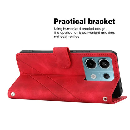 For Xiaomi Redmi Note 13 5G Case with Wrist Strap Imprinted Line Phone Wallet Cover