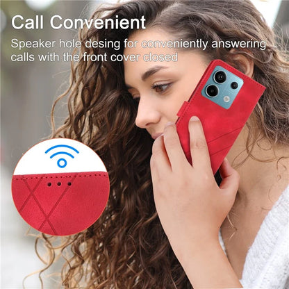 For Xiaomi Redmi Note 13 5G Case with Wrist Strap Imprinted Line Phone Wallet Cover