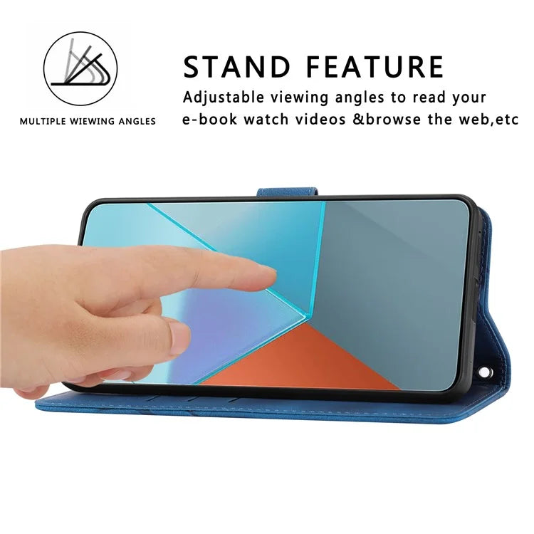 For Xiaomi Redmi Note 13 5G Case with Wrist Strap Imprinted Line Phone Wallet Cover