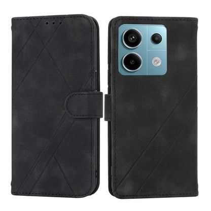 For Xiaomi Redmi Note 13 5G Case with Wrist Strap Imprinted Line Phone Wallet Cover