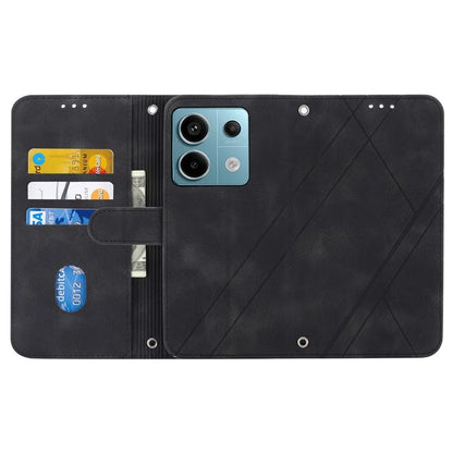 For Xiaomi Redmi Note 13 5G Case with Wrist Strap Imprinted Line Phone Wallet Cover