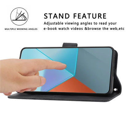 For Xiaomi Redmi Note 13 5G Case with Wrist Strap Imprinted Line Phone Wallet Cover