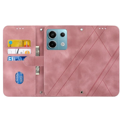 For Xiaomi Redmi Note 13 5G Case with Wrist Strap Imprinted Line Phone Wallet Cover