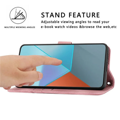 For Xiaomi Redmi Note 13 5G Case with Wrist Strap Imprinted Line Phone Wallet Cover