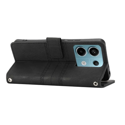 For Xiaomi Redmi Note 13 Pro 5G / Poco X6 5G Cover Soft PU Leather Imprinted Pattern Phone Case with Hand Strap