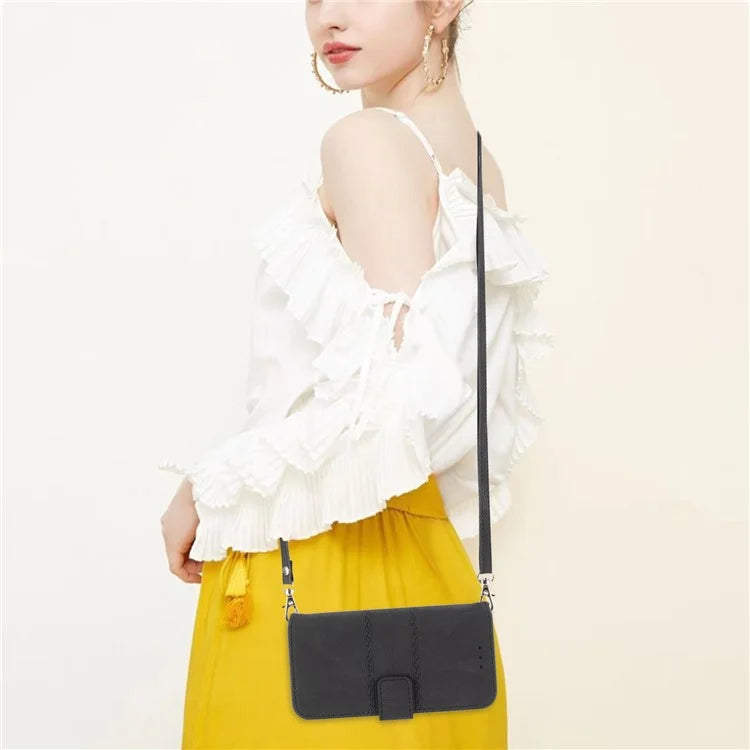 For Xiaomi Redmi Note 13 Pro 5G / Poco X6 5G Cover Soft PU Leather Imprinted Pattern Phone Case with Hand Strap
