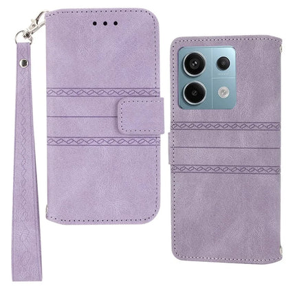 For Xiaomi Redmi Note 13 Pro 5G / Poco X6 5G Cover Soft PU Leather Imprinted Pattern Phone Case with Hand Strap