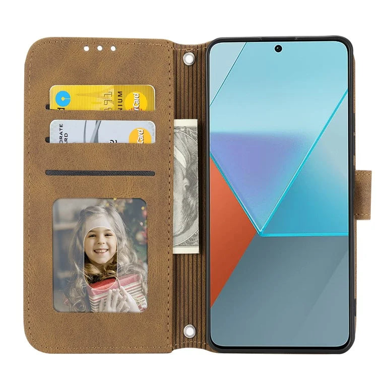 For Xiaomi Redmi Note 13 Pro 5G / Poco X6 5G Cover Soft PU Leather Imprinted Pattern Phone Case with Hand Strap