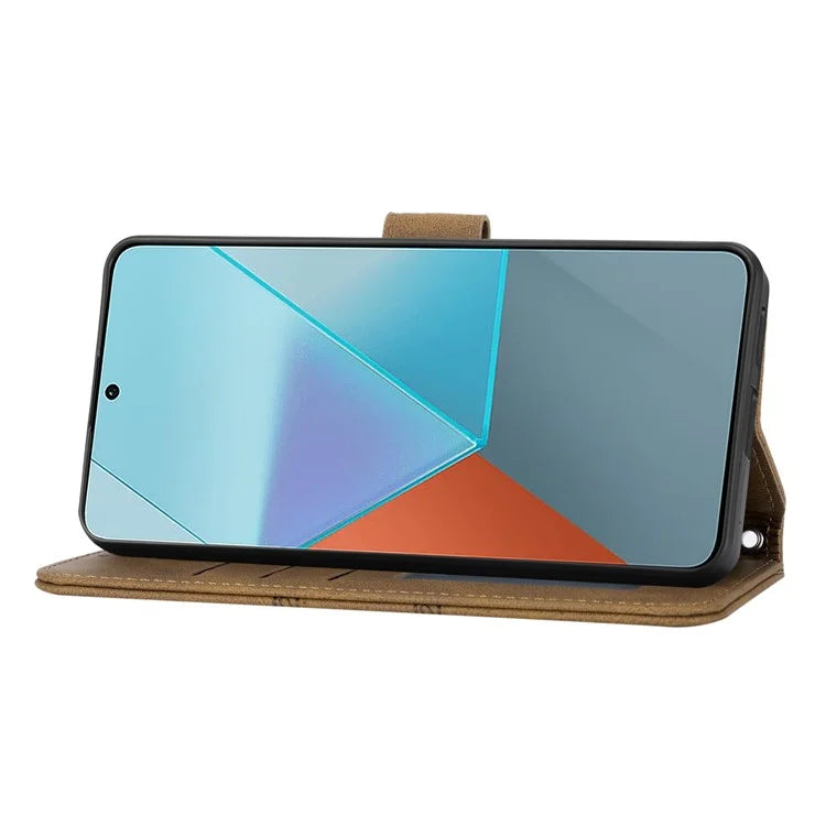 For Xiaomi Redmi Note 13 Pro 5G / Poco X6 5G Cover Soft PU Leather Imprinted Pattern Phone Case with Hand Strap