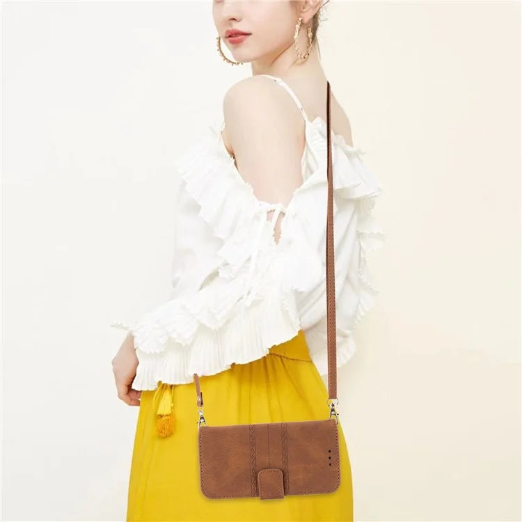 For Xiaomi Redmi Note 13 Pro 5G / Poco X6 5G Cover Soft PU Leather Imprinted Pattern Phone Case with Hand Strap