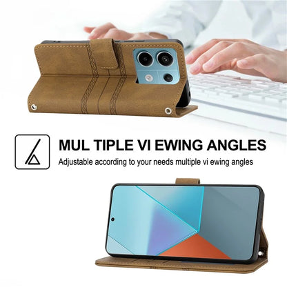For Xiaomi Redmi Note 13 Pro 5G / Poco X6 5G Cover Soft PU Leather Imprinted Pattern Phone Case with Hand Strap