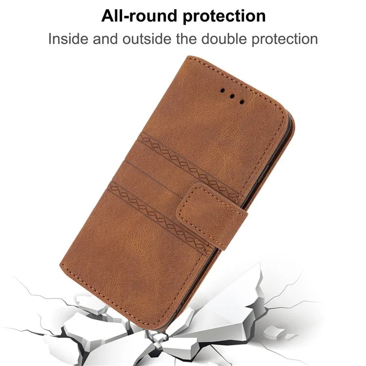 For Xiaomi Redmi Note 13 Pro 5G / Poco X6 5G Cover Soft PU Leather Imprinted Pattern Phone Case with Hand Strap